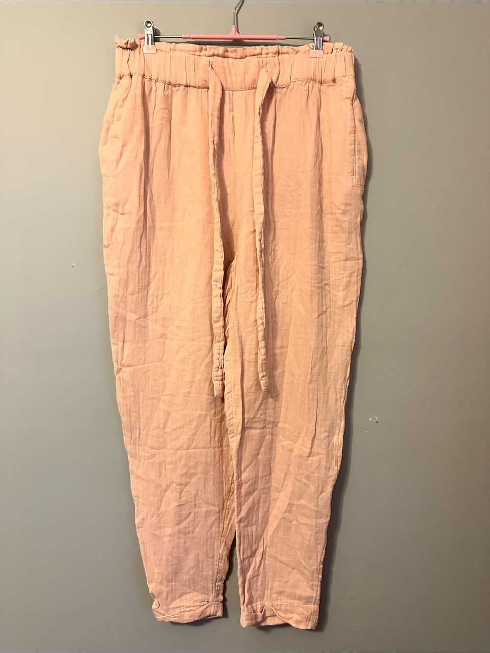 Sonoma Goods For Life High Rise Tapered Pants Womens L Peach Blush